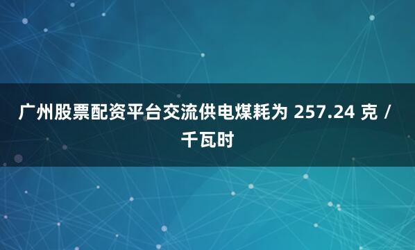 广州股票配资平台交流供电煤耗为 257.24 克 / 千瓦时
