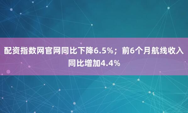 配资指数网官网同比下降6.5%；前6个月航线收入同比增加4.4%